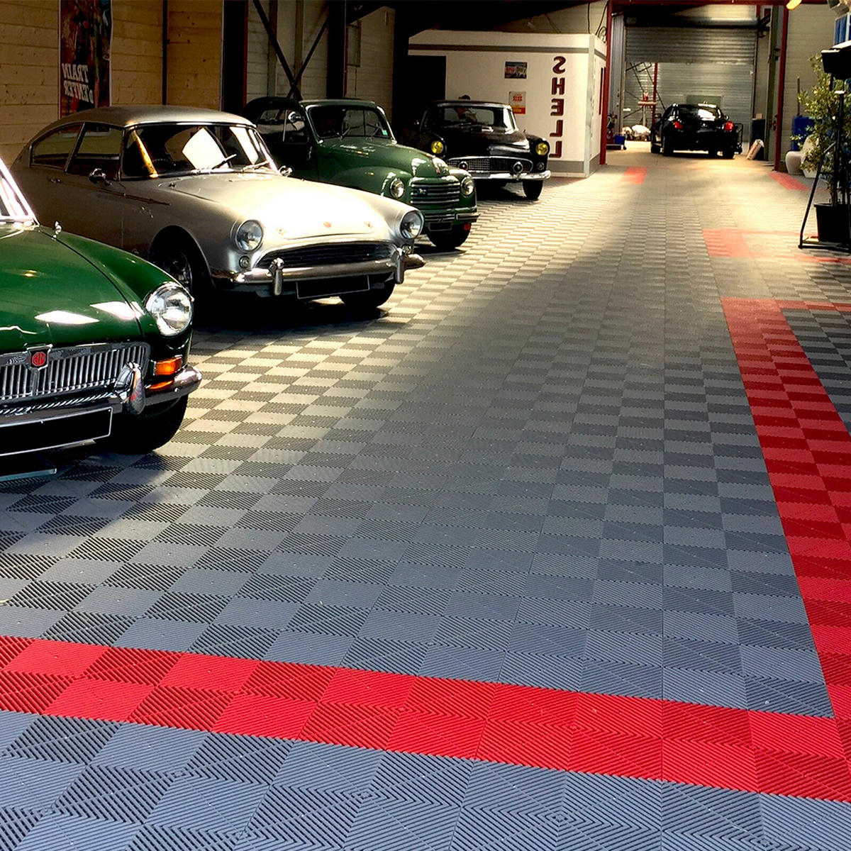 KLICKFLIESEN Durchbrochen für Garage, Werkstatt und Ausstellungsraum - Farbe Grau - Set von 6 Fliesen - Grau, Kunststoff (39.5/39.5/2cm) - MOSAIK AERO