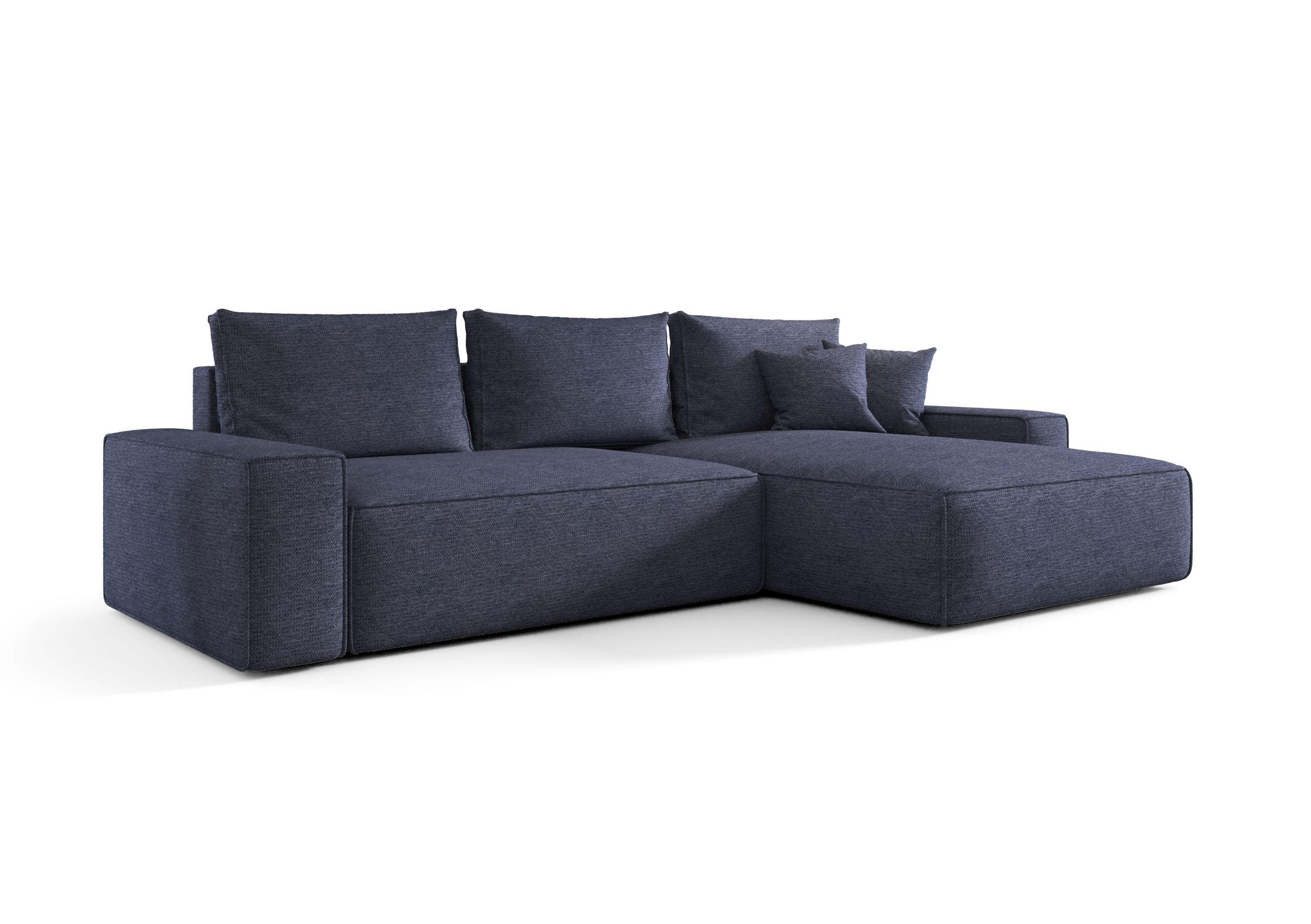 ECKSOFA MONA mit Schlaffunktion ARAGON 74 Rechts - Dunkelblau, Textil (280/185cm) - Bedante