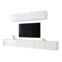 WOHNWAND ANGEL III Mattweiß hängend mit LED-Beleuchtung 300 cm - Weiß, Holzwerkstoff (300/36/40cm) - Idohome