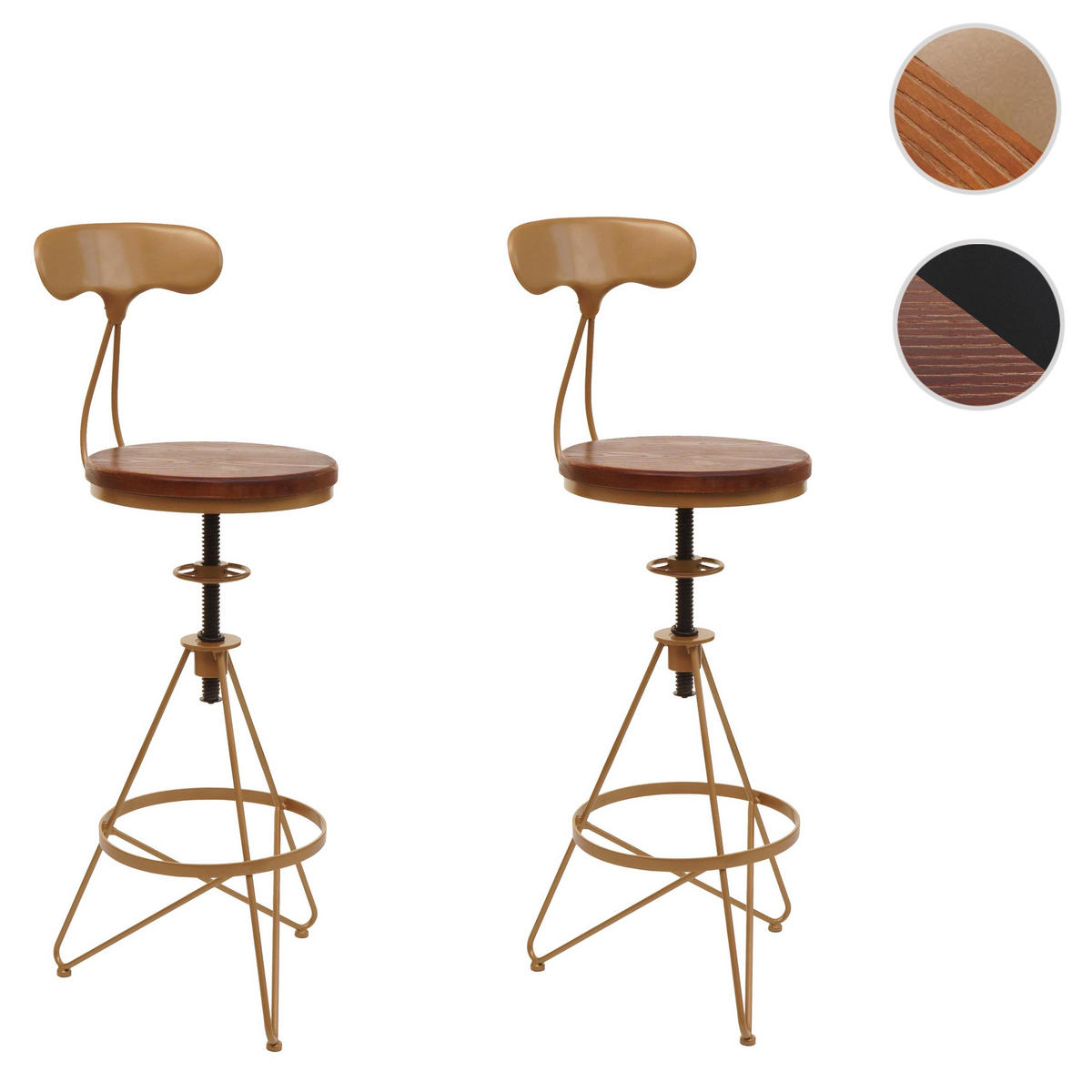 BARHOCKER Gold 2er-Set - Goldfarben, Holz (41/113/41cm) - MCW