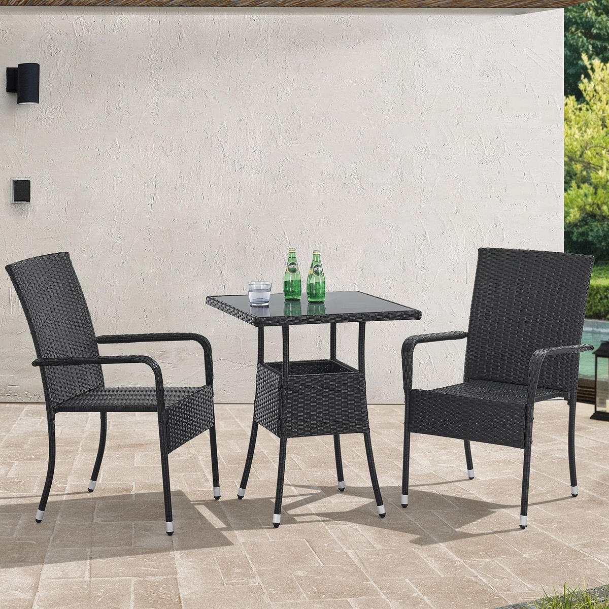 GARTENTISCH Yoro schwarz 60x60 cm - Schwarz, Kunststoff (60/60/73cm) - Juskys