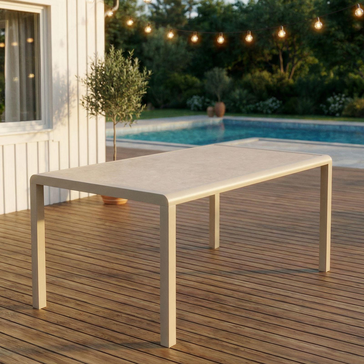 GARTENTISCH TRAPANI champagne - Champagner, Glas/Metall (90/160/75cm) - IDIMEX