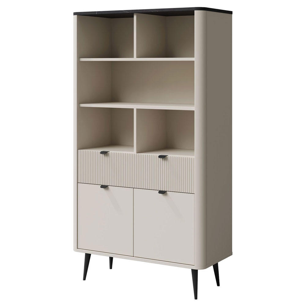 REGAL Marly Kaschmir / Graustein 90 / 40 / 163cm - Kaschmir/Beige, Holz/Holzwerkstoff (90/163/40cm) - Feldmann-Wohnen