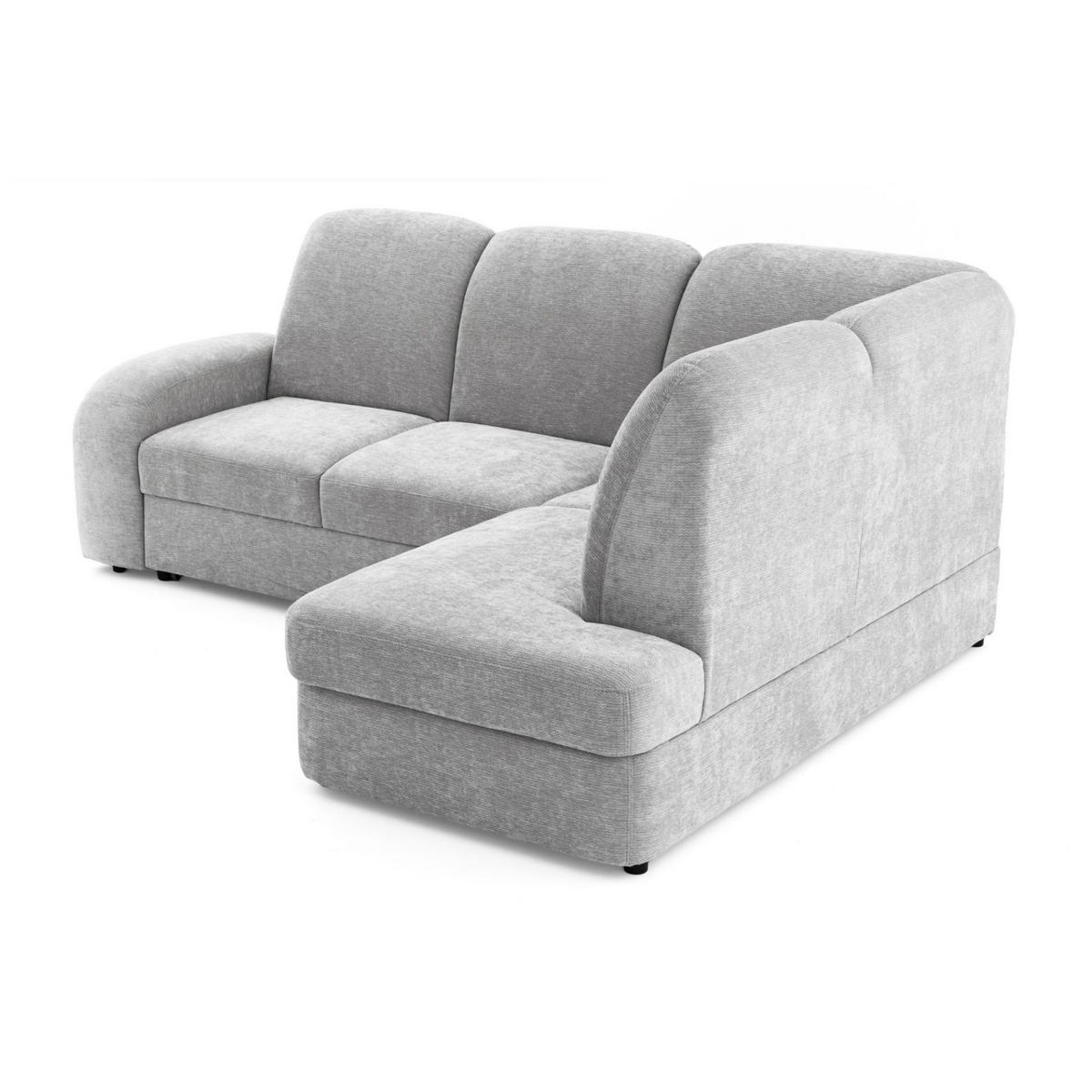 ECKSOFA VIBE L Rechts mit Schlaffunktion 129x205 Chenille Hellgrau - Hellgrau/Schwarz, Holz/Kunststoff (250/186cm) - Muffo