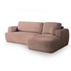 ECKSOFA SENTI N R-S Rosa Boucle-Stoff mit Schlaffunktion - Rosa, Holz (246/148cm) - MASSENO