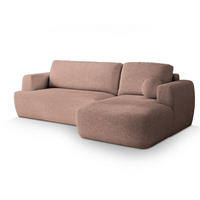 ECKSOFA SENTI N R-S Rosa Boucle-Stoff mit Schlaffunktion - Rosa, Holz (246/148cm) - MASSENO