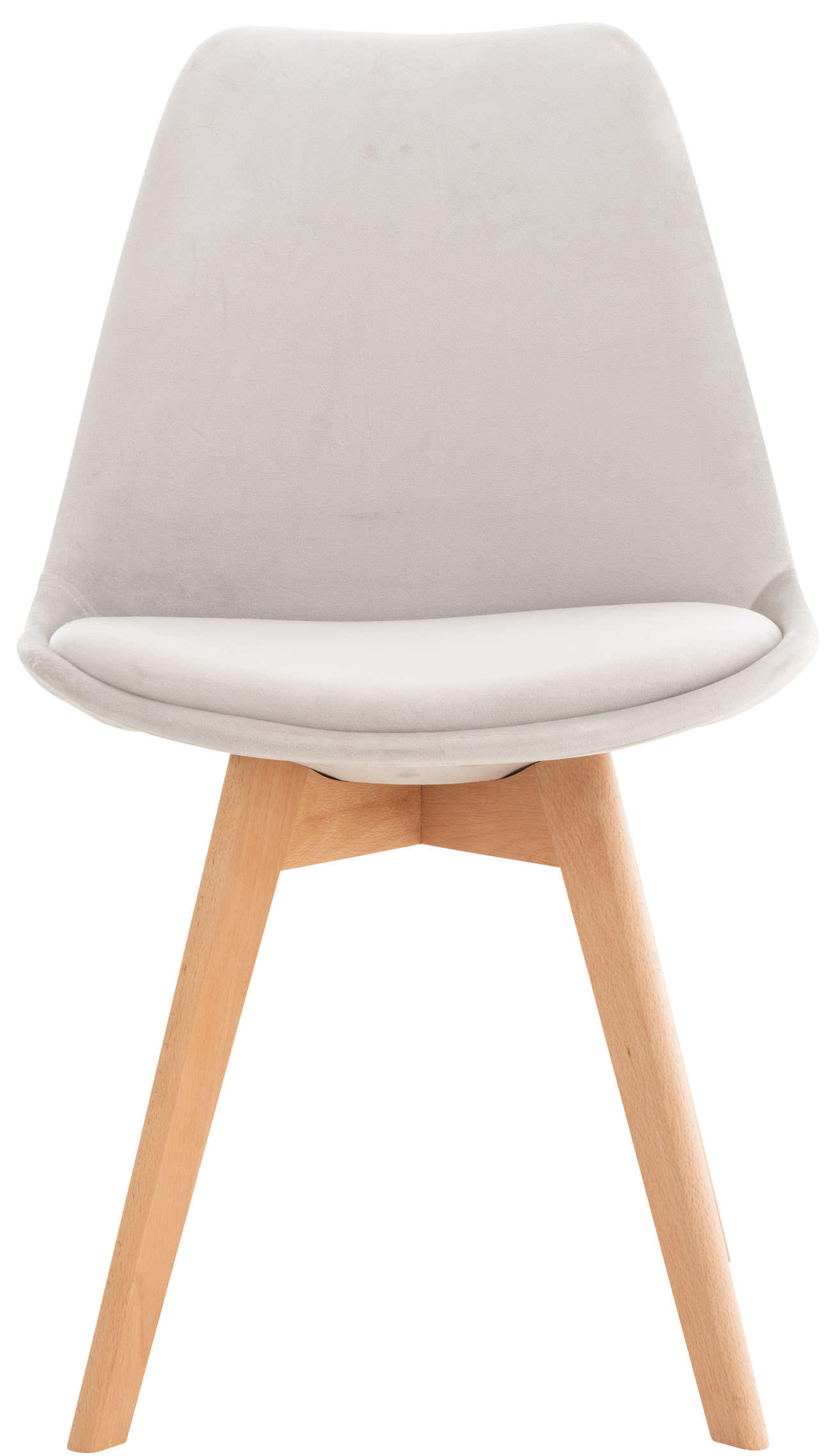 STUHL 4er Set Samt hellgrau - Eukalyptusholzfarben/Hellgrau, Holz/Textil (49/83/50cm) - CLP