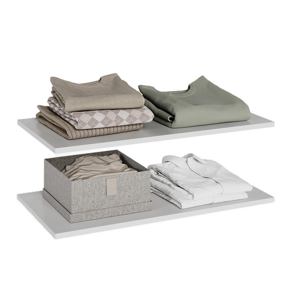 EINLEGEBODEN Claus Weiß 2er Set - Weiß, Holzwerkstoff (70.7/1.6/36.3cm) - Vicco