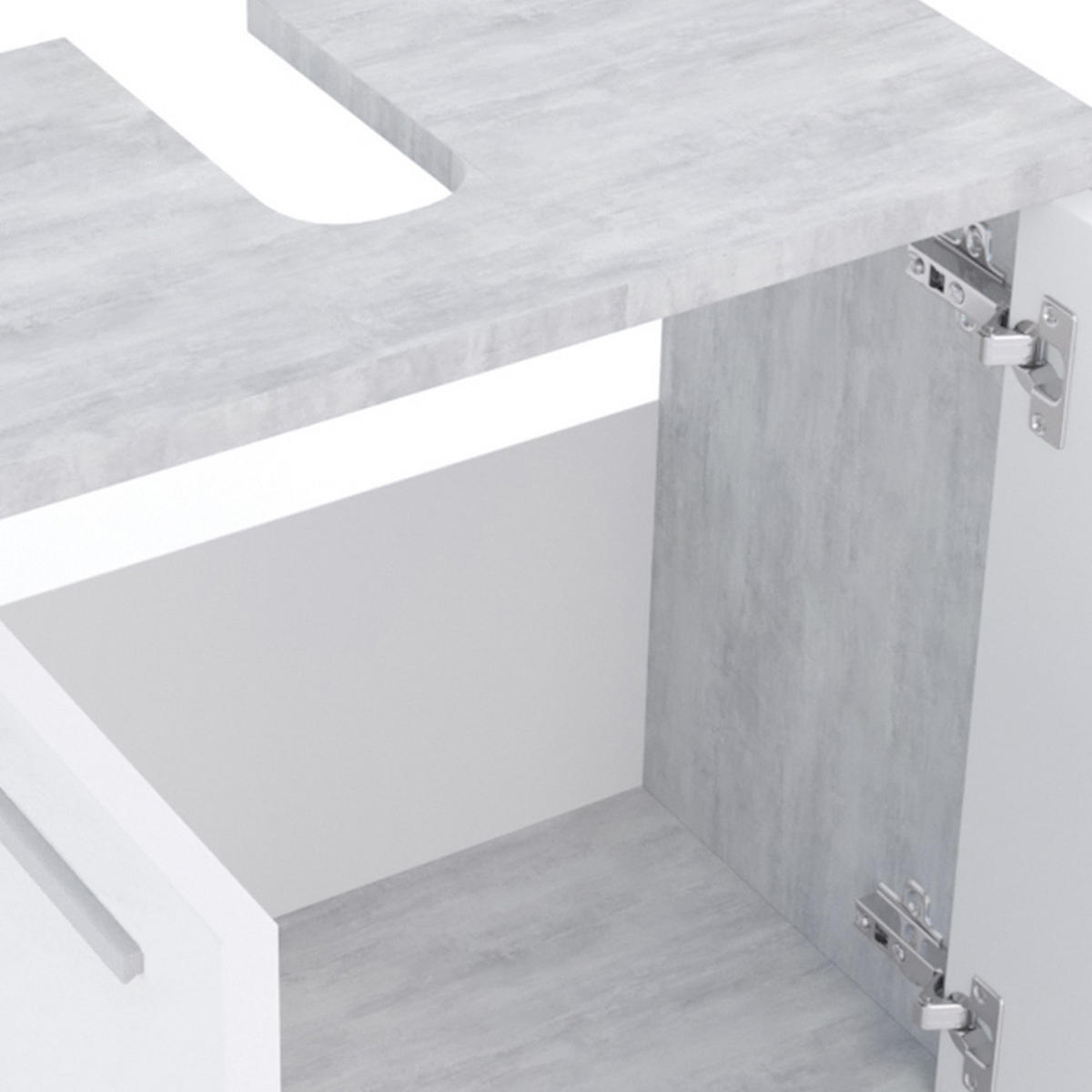 WASCHBECKENUNTERSCHRANK Kiko Beton 58 x 60 cm - Weiß/Grau, Holzwerkstoff (58/60/33cm) - Vicco