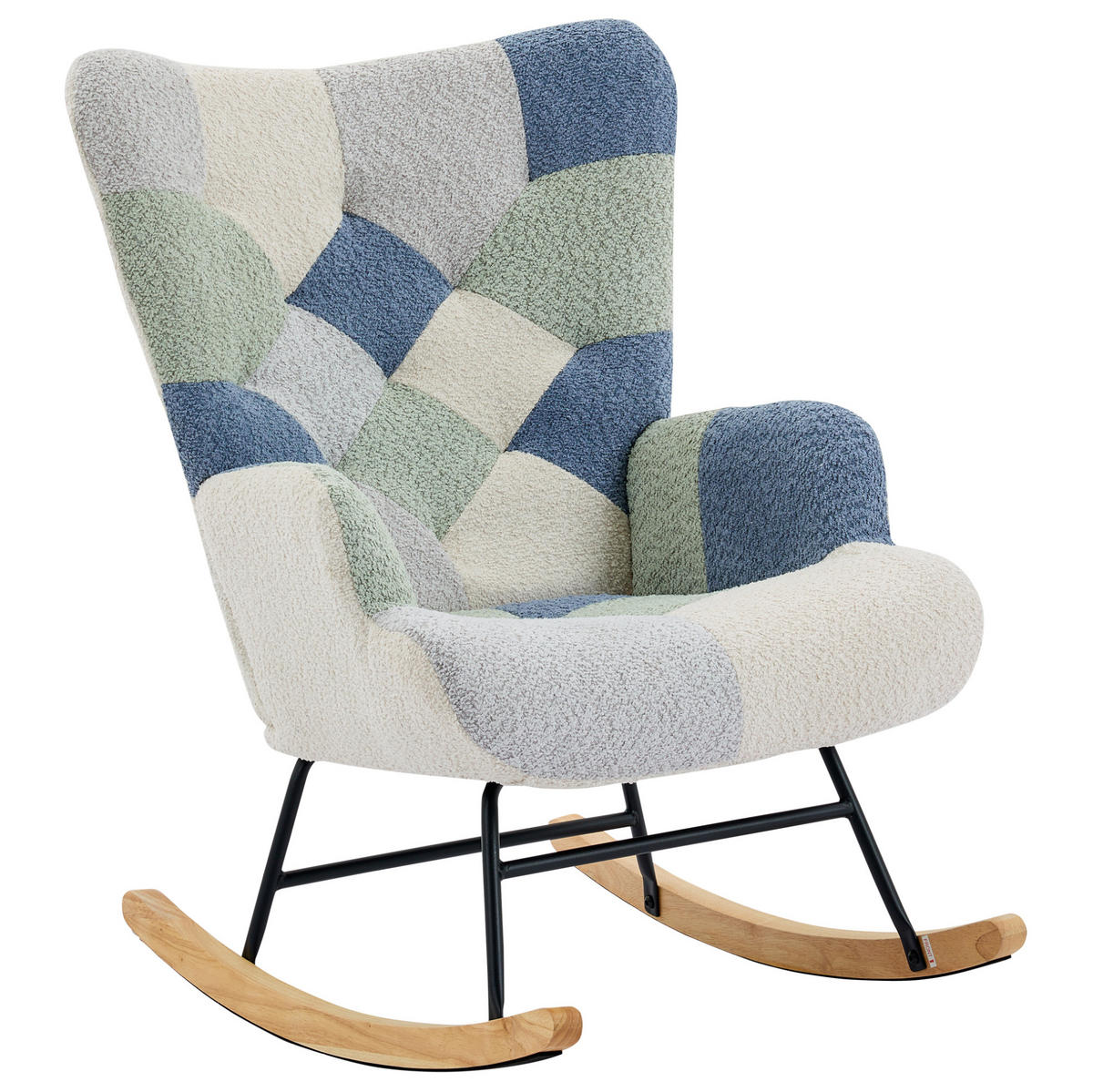 SCHAUKELSTUHL mit Fußhocker Stoff Wippfunktion, Absturzsicherung 122/68/91 cm Multicolor - Multicolor, Textil (68/91/122cm) - Redom