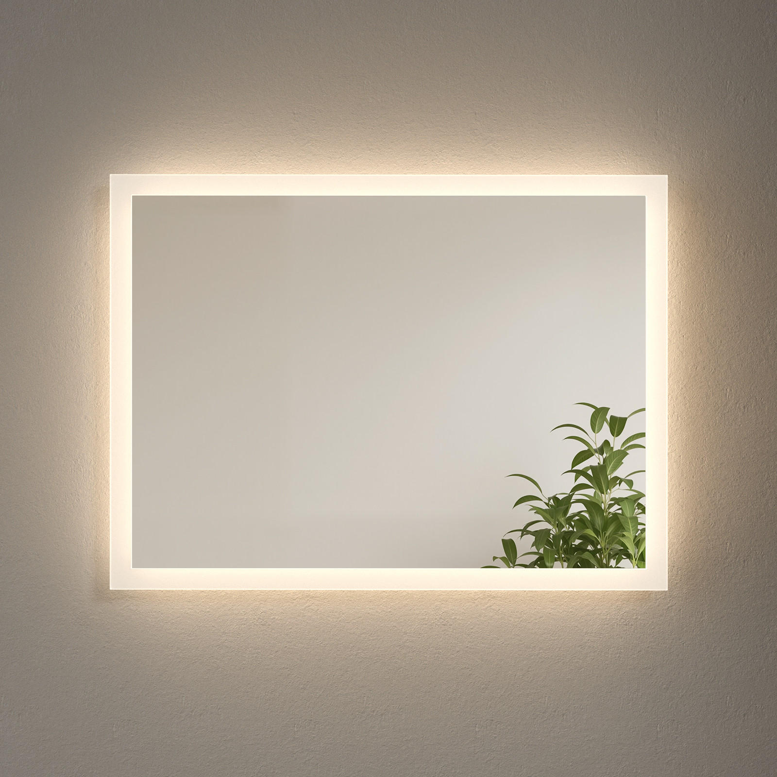 BADSPIEGEL mit Explosionsgeschützte Folie Beleuchtung 80/60/3,5 cm - Weiß, Glas (60/3.5/80cm) - EMKE