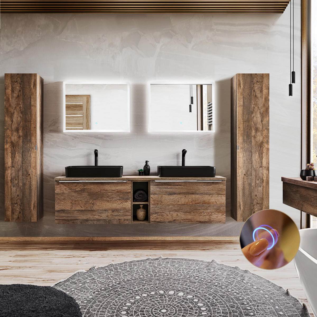 BADMÖBEL-SET 10-TLG. Puebla-56 - Braun, Holzwerkstoff (270/200/46cm) - Lomado