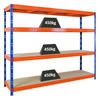 SCHWERLASTREGAL Rhino 180x240x60cm, 4 Spanplatten-Ebenen 8mm, Fachlast 450kg, Blau/Orange - Orange, Metall (240/180/60cm) - PROREGAL