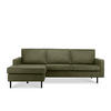 ECKSOFA-LINKS INVIA mit Armlehnen vintage, Lederoptik-Stoff, grün - Schwarz/Grün, Textil (234/160cm) - KONSIMO®