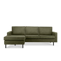 ECKSOFA-LINKS INVIA mit Armlehnen vintage, Lederoptik-Stoff, grün - Schwarz/Grün, Textil (234/160cm) - KONSIMO®