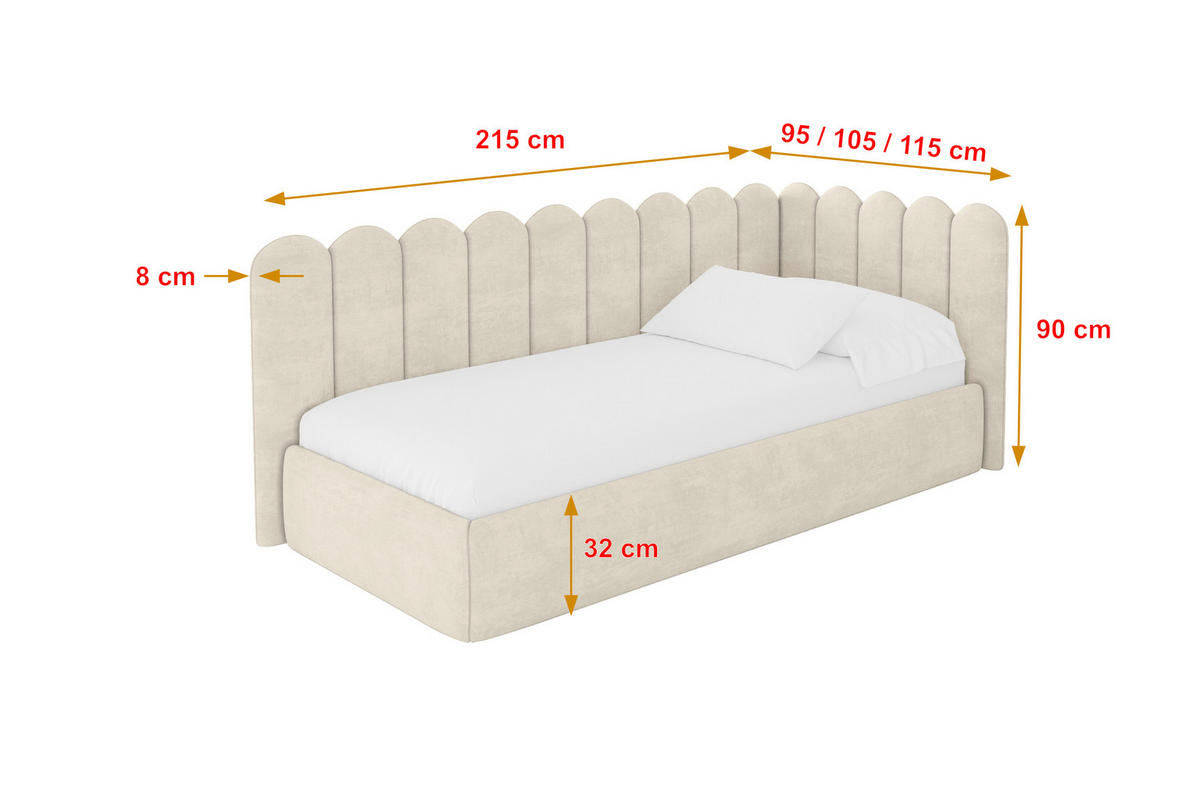 EINZELLBETT Jugendbett mit Bettkasten, Links - ARTY 80x200 Beige - Beige, Holzwerkstoff/Textil (80/200cm) - ALTDECOR