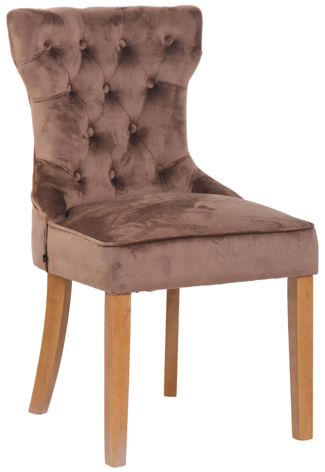 STUHL Samt braun - Naturfarben/Braun, Holz/Textil (51/90/59cm) - CLP