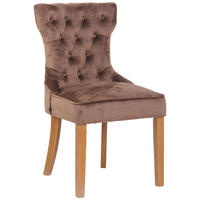 STUHL Samt braun - Naturfarben/Braun, Holz/Textil (51/90/59cm) - CLP