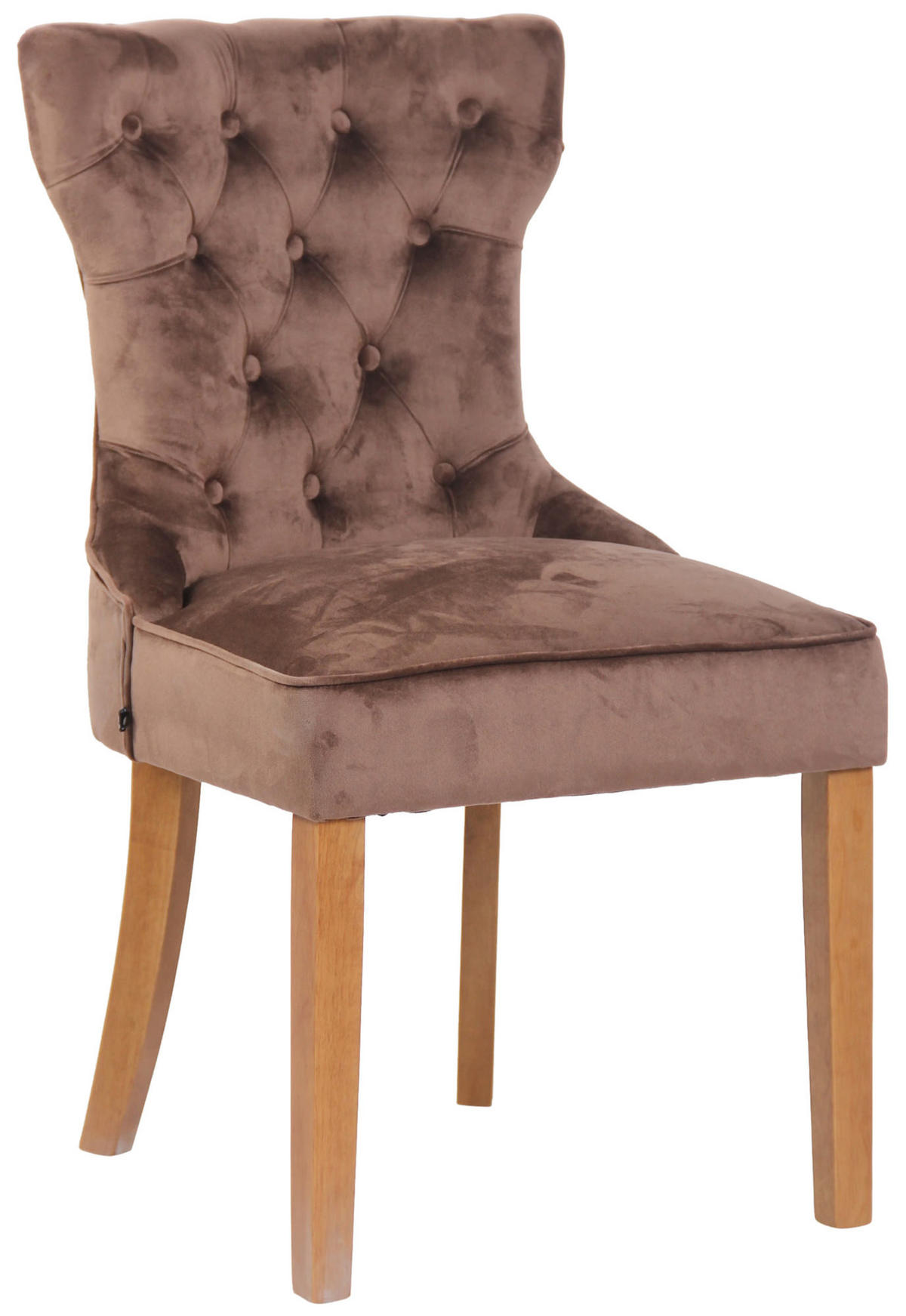STUHL Samt braun - Naturfarben/Braun, Holz/Textil (51/90/59cm) - CLP