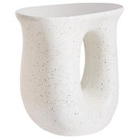 BEISTELLTISCH 42/28 cm Terrazzo Optik Cremeweiß Idro - Weiß, Keramik (42/28/46cm) - Beliani