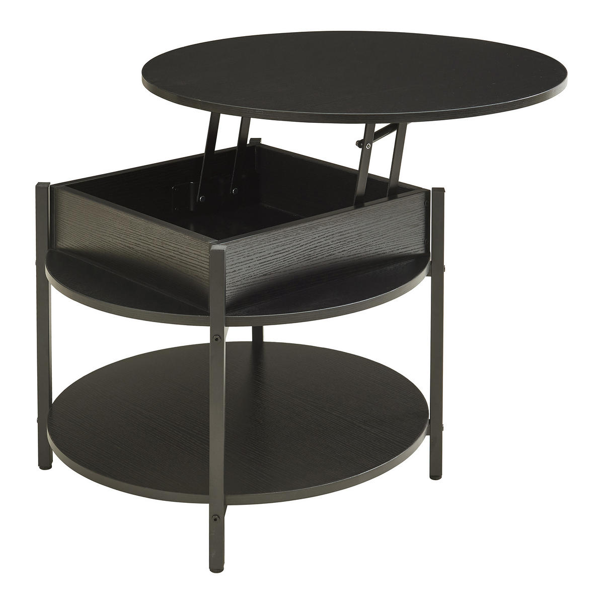 COUCHTISCH Kandas 70/49 cm - Schwarz, Holzwerkstoff/Metall (70/70/49cm) - [en.casa]