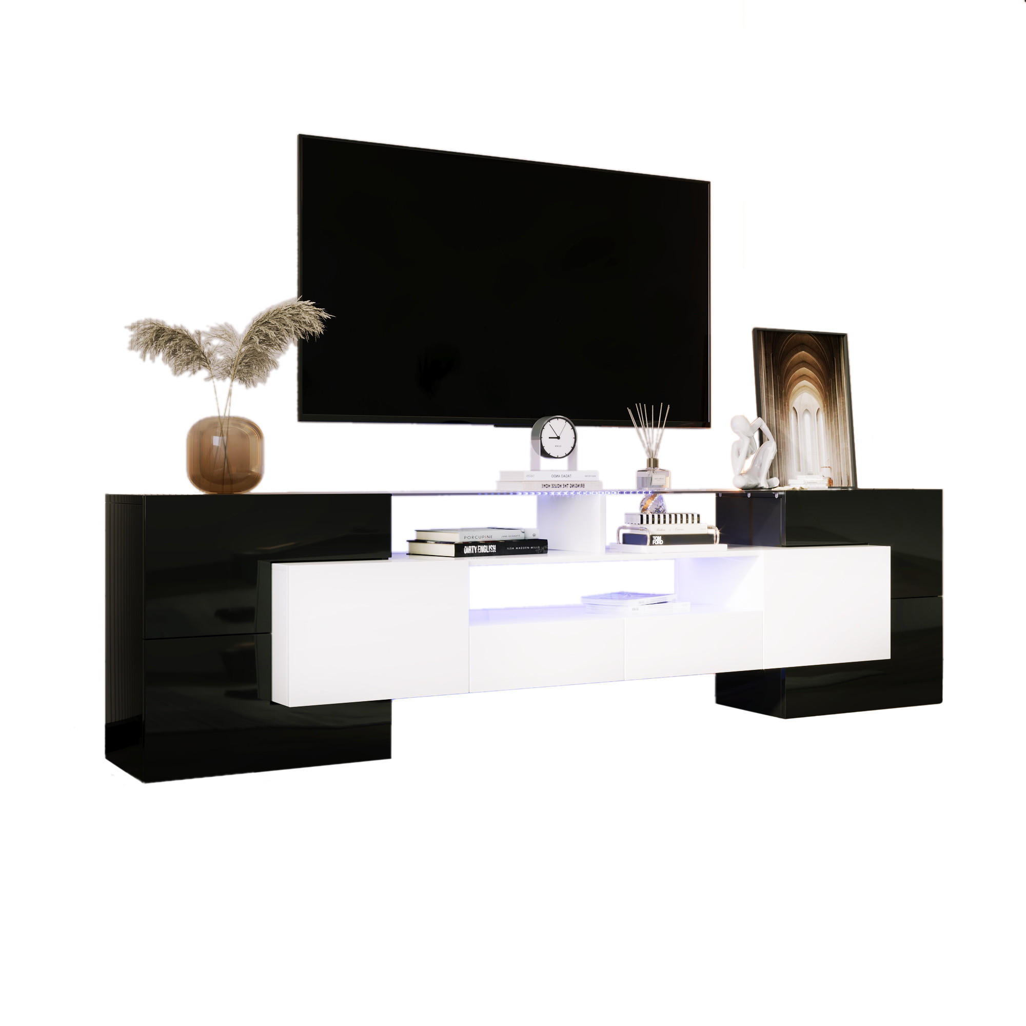 Beauniv Tv-Element Schwarz 30x60x200 cm