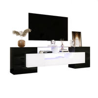 TV-ELEMENT mit LED 200 cm Schwarz/Weiß - Schwarz, Holzwerkstoff (30/60/200cm) - Beauniv