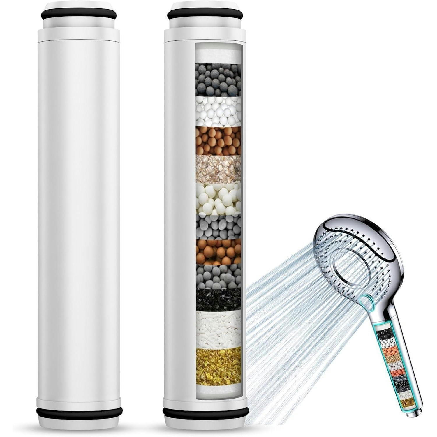 ERSATZFILTER 2er-Pack für Handbrause mit 15 Schichten Filterung - Multicolor, Kunststoff (1/12.7/1cm)