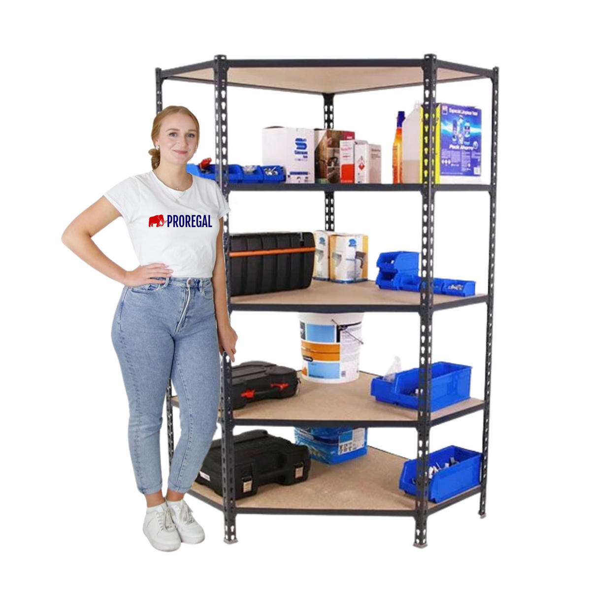ECKREGAL Muli HxBxT 180 x 90 x 40 cm 5 Fachböden Fachlast 200 kg Anthrazit - Anthrazit, Metall (90/180/40cm) - PROREGAL