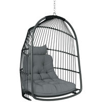 RATANOVÁ houpací židle s polštářem - tmavě šedá, kov (68/105/74cm) - Outsunny