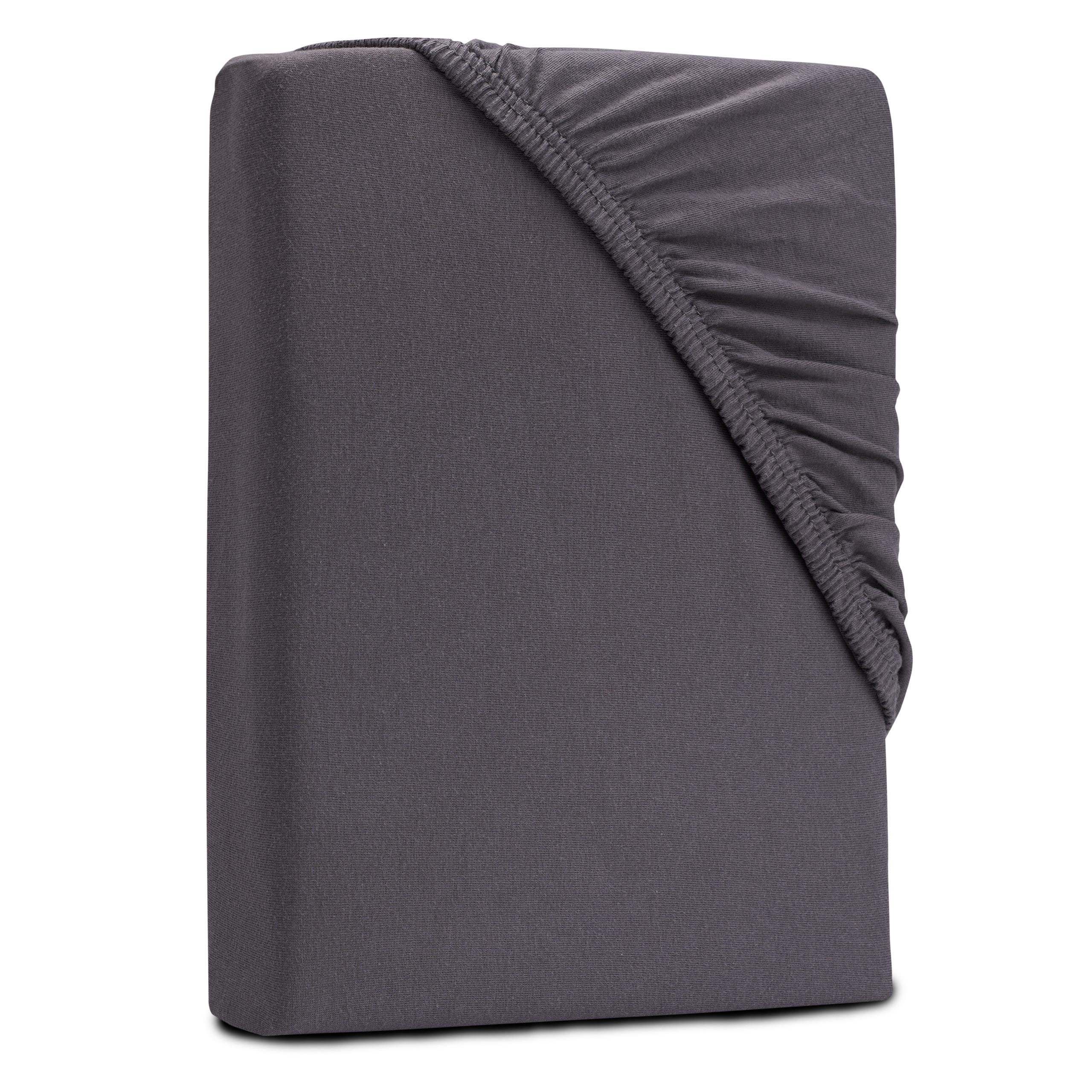 SPANNBETTLAKEN ESSENTIAL Jersey Baumwolle - Anthrazit, Naturmaterialien (90/200cm) - DarBene