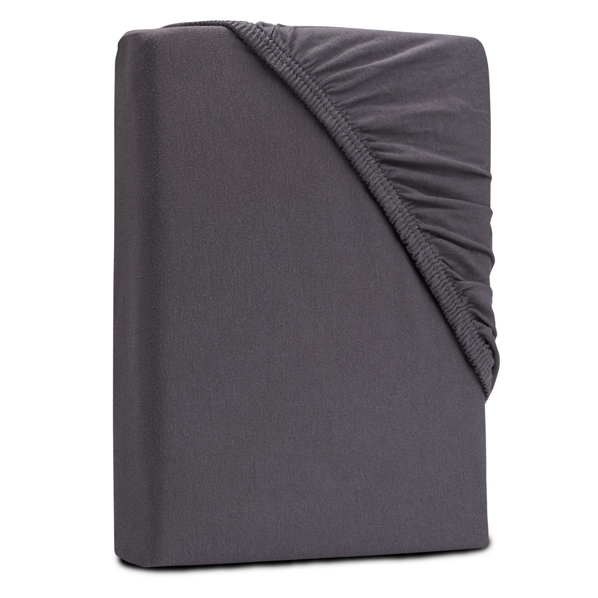 SPANNBETTLAKEN ESSENTIAL Jersey Baumwolle - Anthrazit, Naturmaterialien (180/200cm) - DarBene