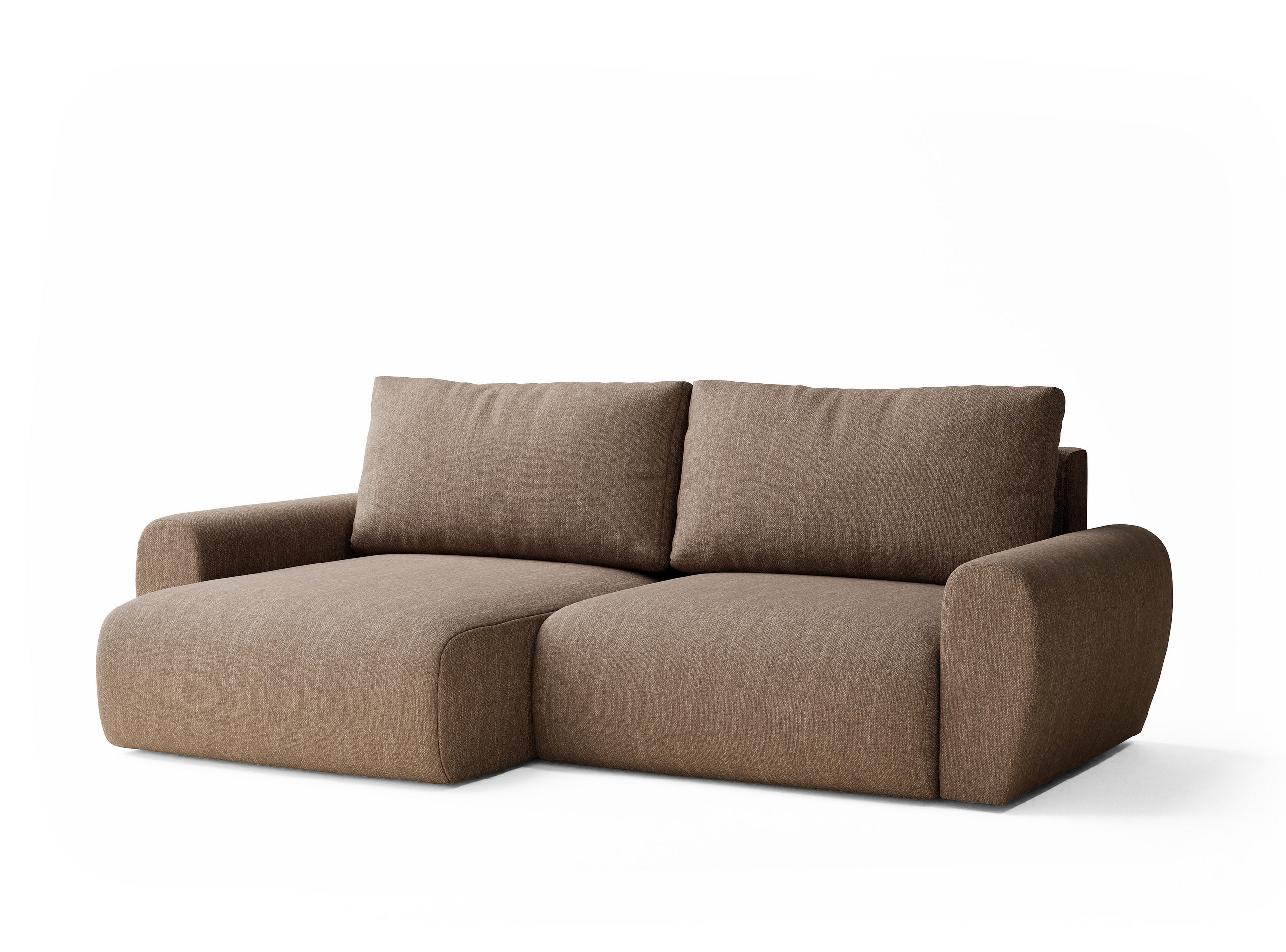 ECKSOFA MIT SCHLAFFUNKTION Numba Braun Webstoff - Schwarz/Braun, Holz/Holzwerkstoff (253/153cm) - Maison de Reve