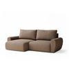 ECKSOFA MIT SCHLAFFUNKTION Numba Braun Webstoff - Schwarz/Braun, Holz/Holzwerkstoff (253/153cm) - Maison de Reve