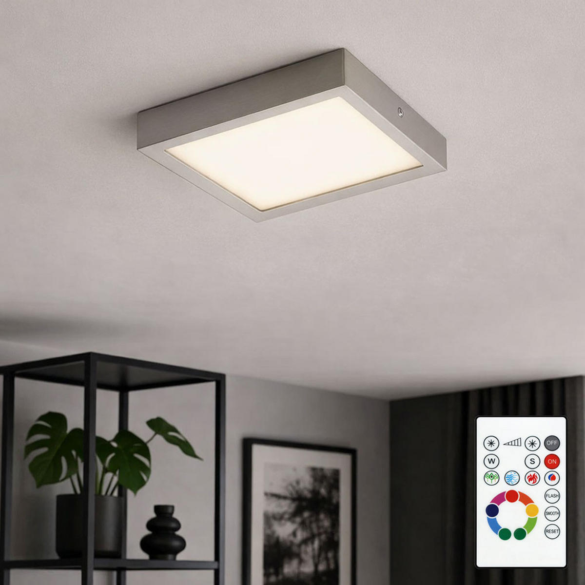 LED DECKENLEUCHTE Metall Silber - Silberfarben, Metall (22.5/22.5/3.5cm)