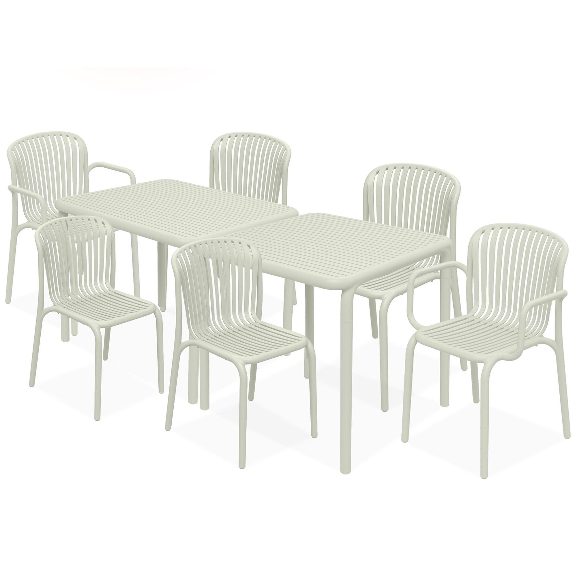 GARTEN ESSGRUPPE FICCARI, Gartenmöbel-Set 8-tlg, Beige - Beige, Kunststoff - KONSIMO®