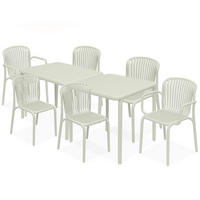 GARTEN ESSGRUPPE FICCARI, Gartenmöbel-Set 8-tlg, Beige - Beige, Kunststoff - KONSIMO®
