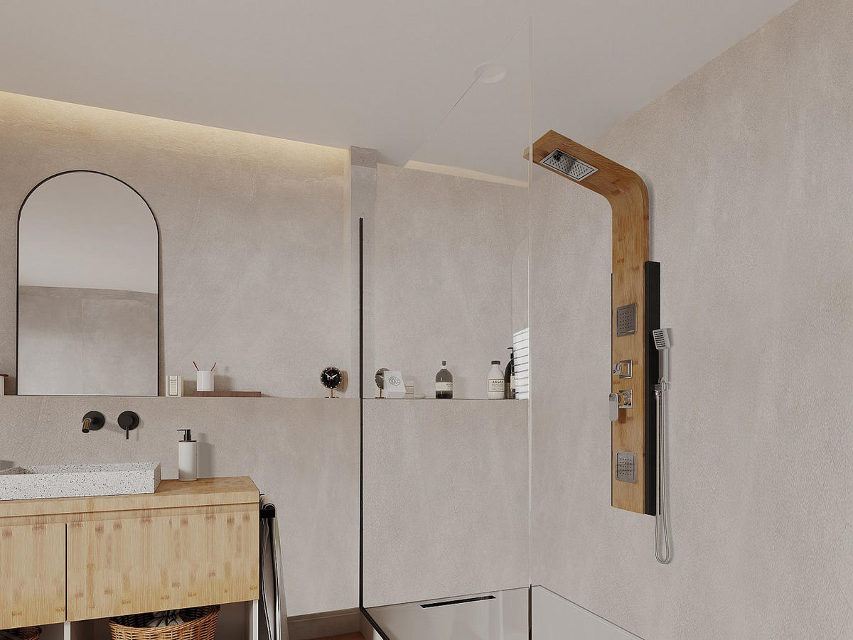 MASSAGE-DUSCHSÄULE - Regendusche - Bambus - 22 x 145 cm - DALIMA - Naturfarben, Holz (22/145/22cm) - Vente-Unique