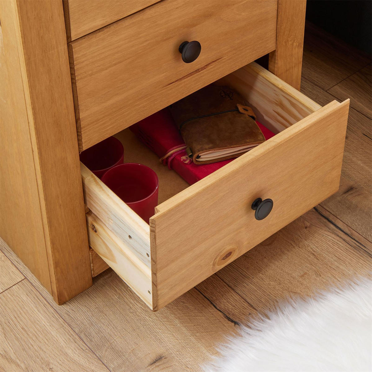 NACHTKOMMODE CANCUN - Kieferfarben, Holz (46/57/40cm) - CARO-Möbel