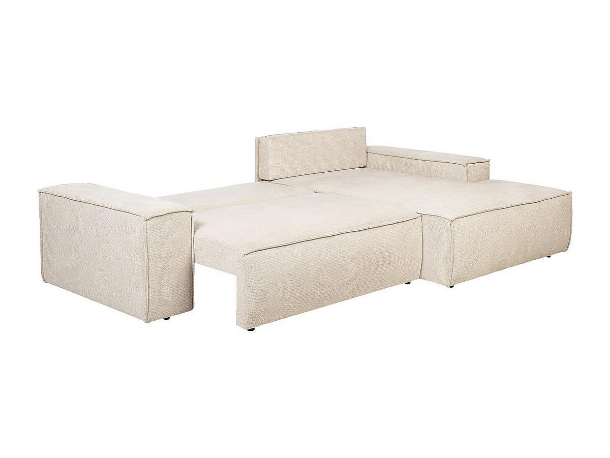 ECKSOFA mit Schlaffunktion - Ecke rechts - Strukturstoff - Beige - AMELIA - Beige, Textil (267/167cm) - Vente-Unique