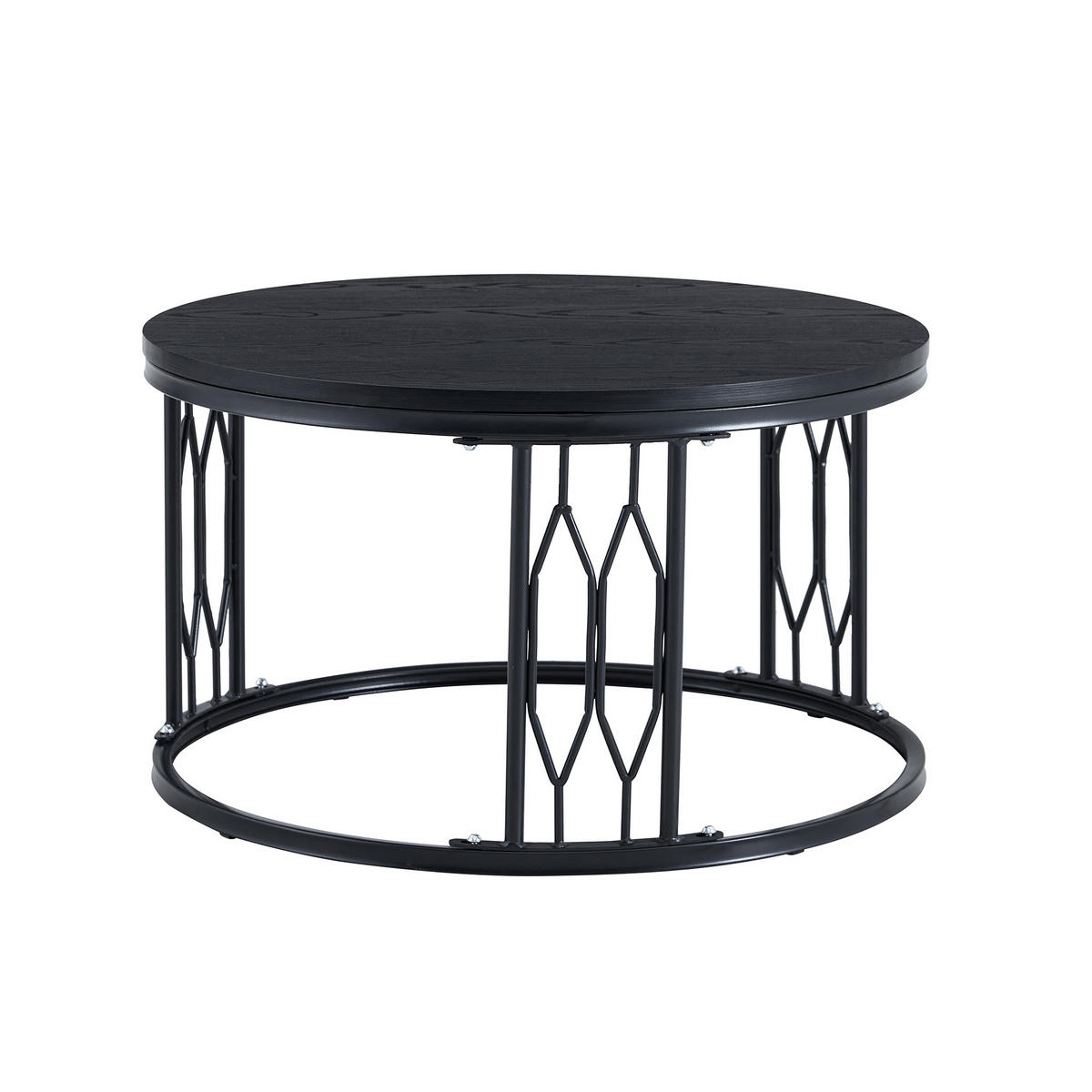 COUCHTISCH DE-37365 rund mit Holzoptik Schwarz - Schwarz, Metall (70/70/40.5cm) - ComfortXL