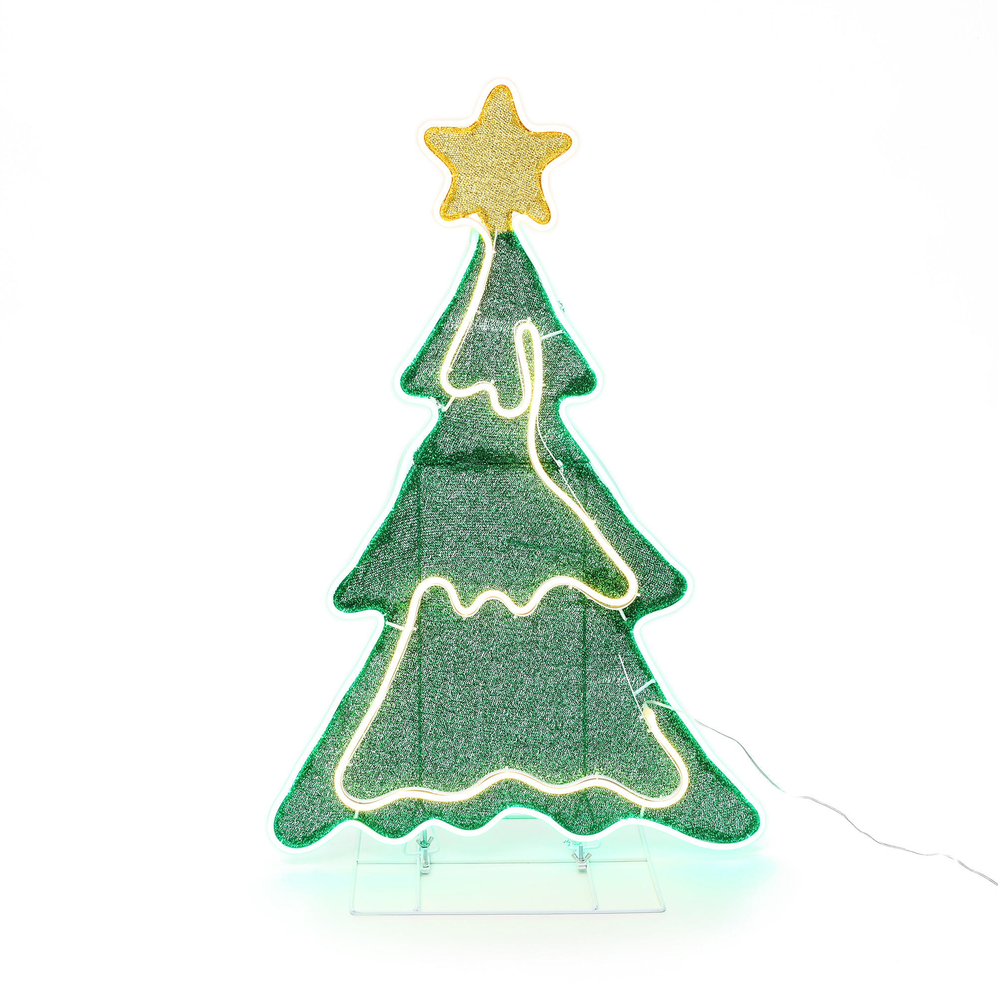 LED Weihnachtsbaum HTHD0225 - Weiß/Grün, Kunststoff/Metall (30/91/59cm) - Hometopia
