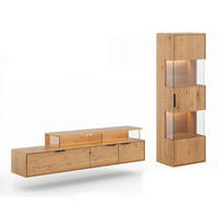 WOHNWAND Tirano 2er-Set Eiche Natur - Eichefarben/Schwarz, Holz/Metall (243/142/39cm) - Feldmann-Wohnen