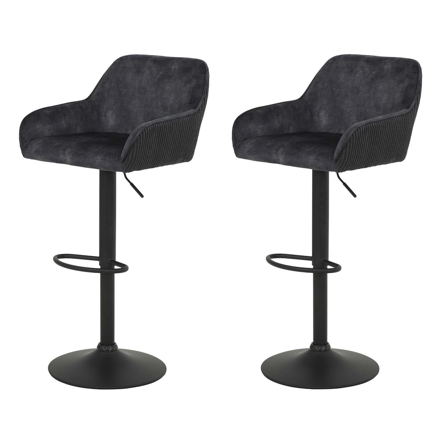 BARHOCKER-SET 2 Stück Dollie - Anthrazit - Anthrazit/Schwarz, Textil/Metall (51/89/53cm) - Hela Vertriebs GmbH