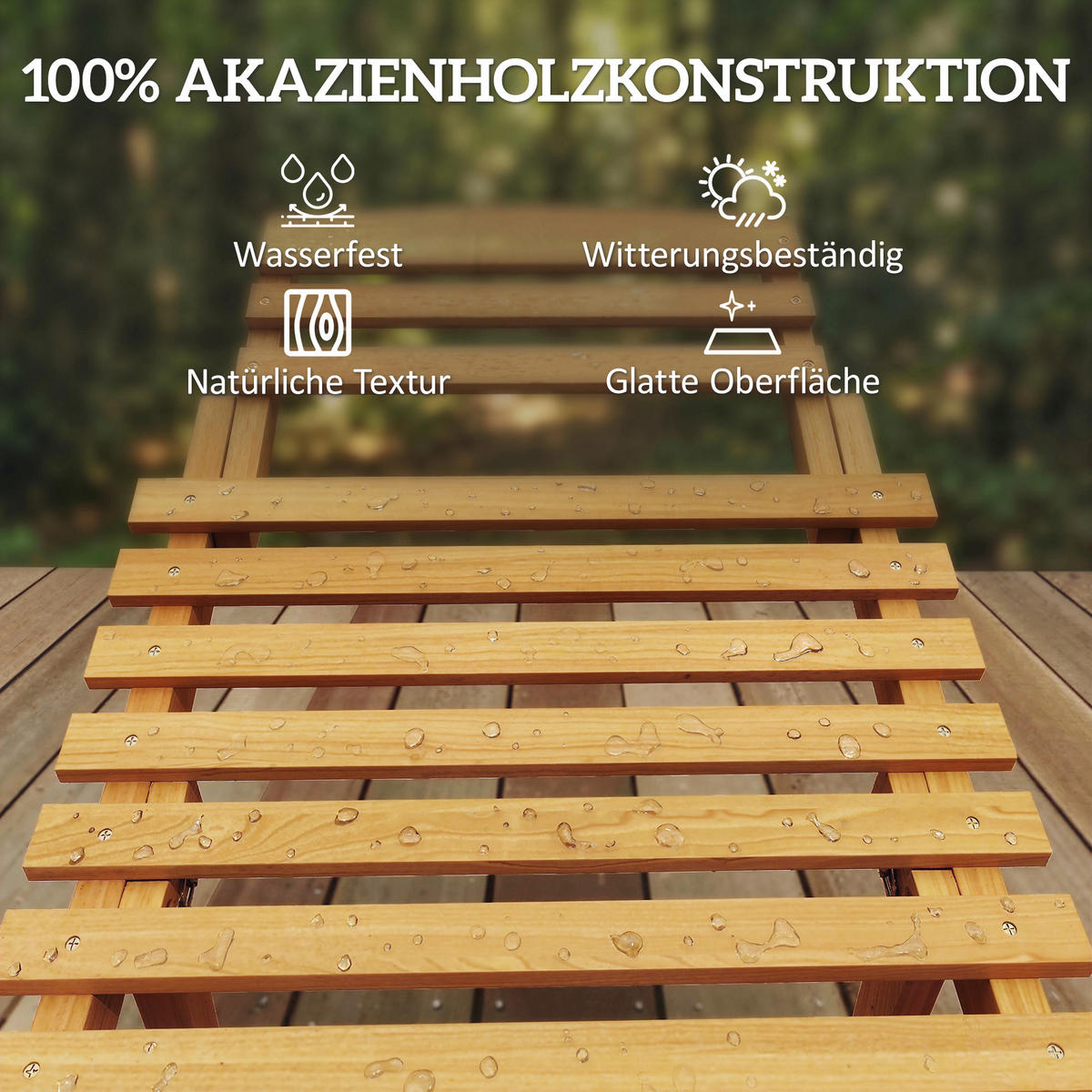 SONNENLIEGE aus Akazienholz Polyester Beige - Beige/Akaziefarben, Holz/Textil (54/63/183cm) - Outsunny