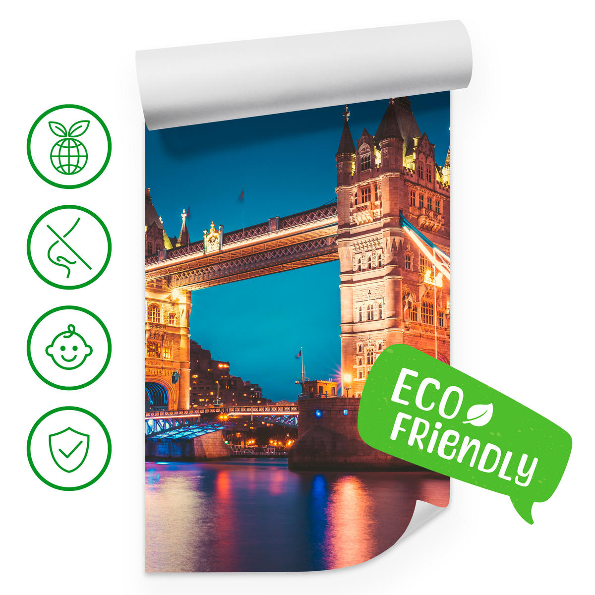 FOTOTAPETE für Wohnzimmer Tower Bridge London Thames Panorama 450x315 - Gelb/Rot, Papier (450/315cm) - Muralo