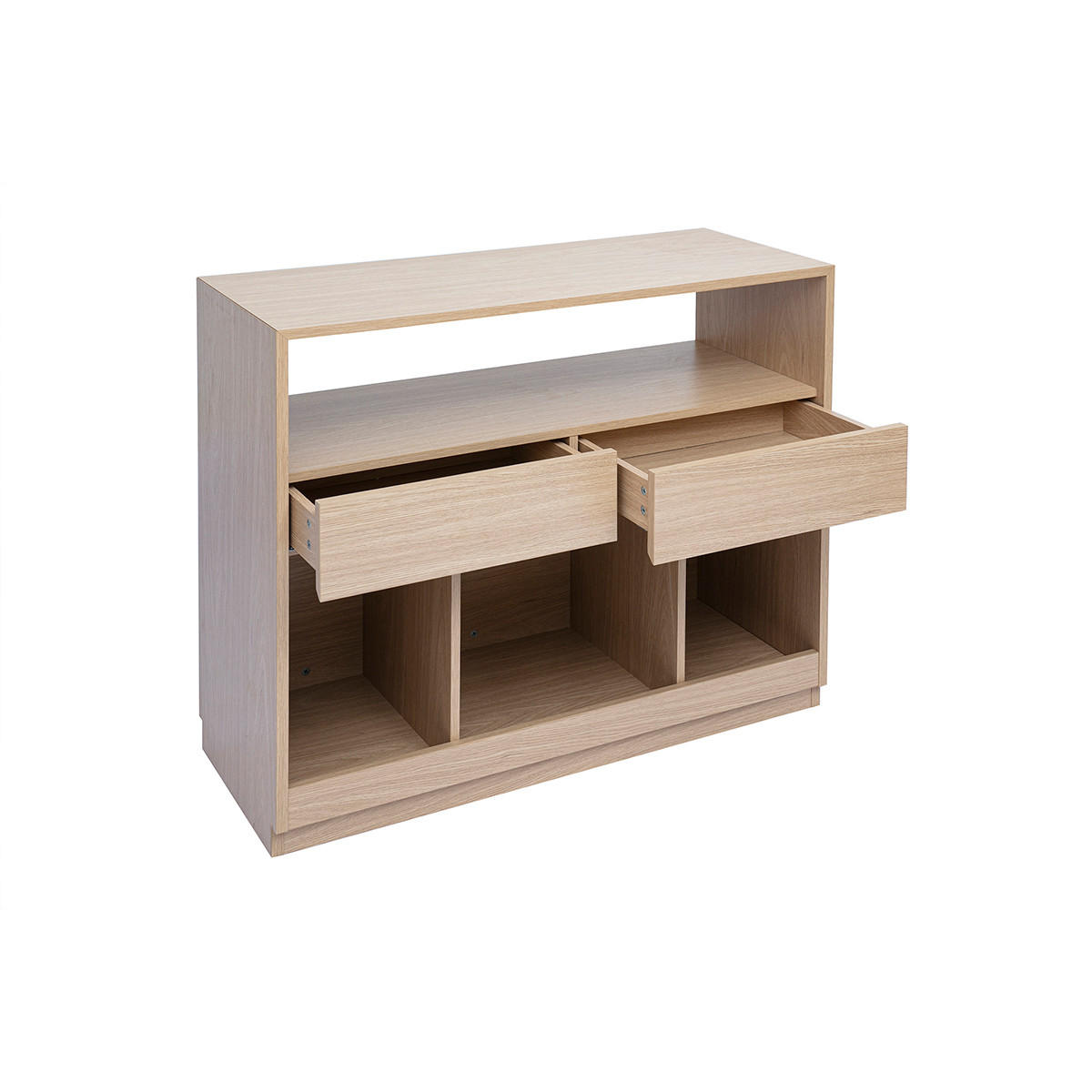 KONSOLE mit Schubladen in heller Eichenholzoptik L100 cm RUBINA - Eiche Bianco, Holz (100/39.5/85.5cm) - Miliboo