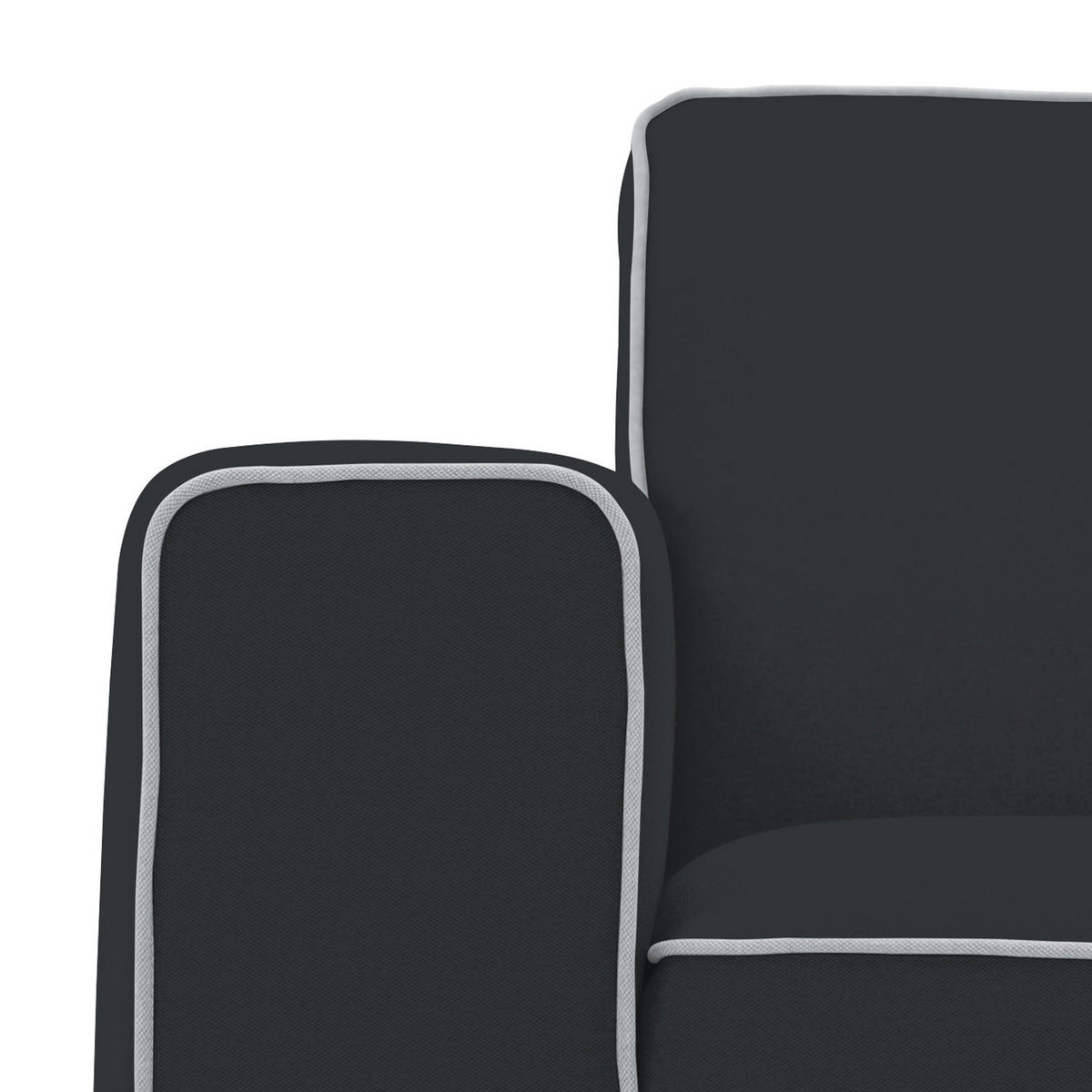 ECKSOFA mit Longchair - Webstoff - Anthrazit/Schwarz, Textil/Metall (285/168cm) - home24