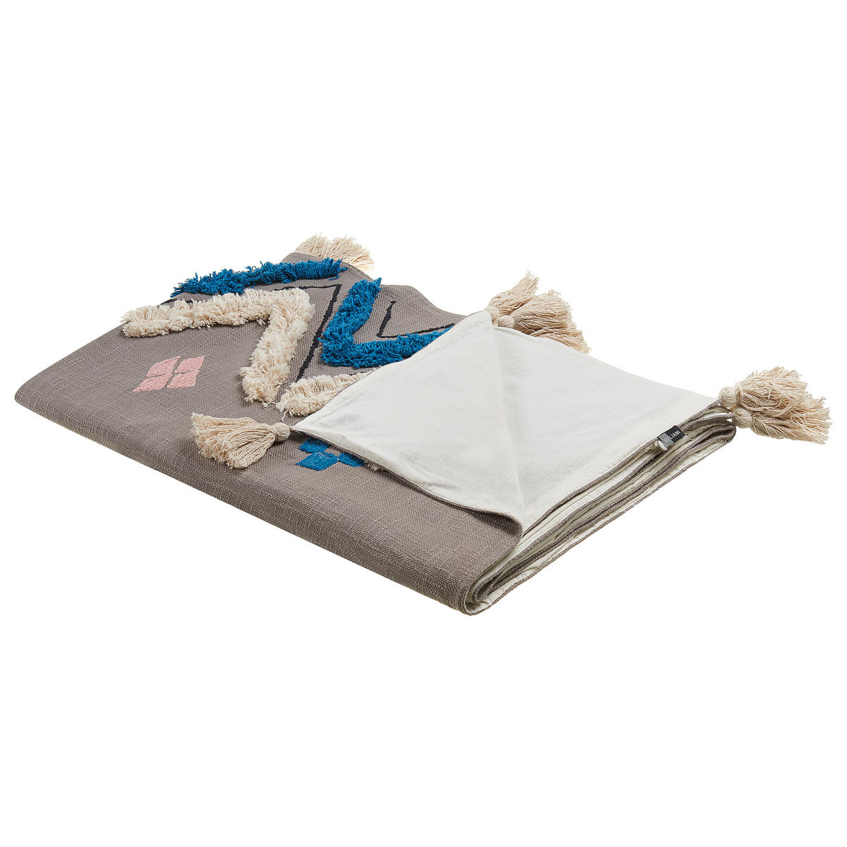 DECKE Grau Kottayam 130/180 cm - Grau, Naturmaterialen/Textil (130/180cm) - Beliani