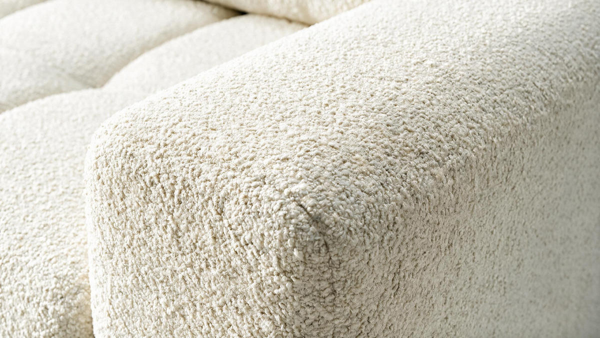 ECKSOFA Ovia mit Bettkasten und Schlaffunktion, Bouclé-Stoff in L-Form - Beige, Textil (270/185cm)